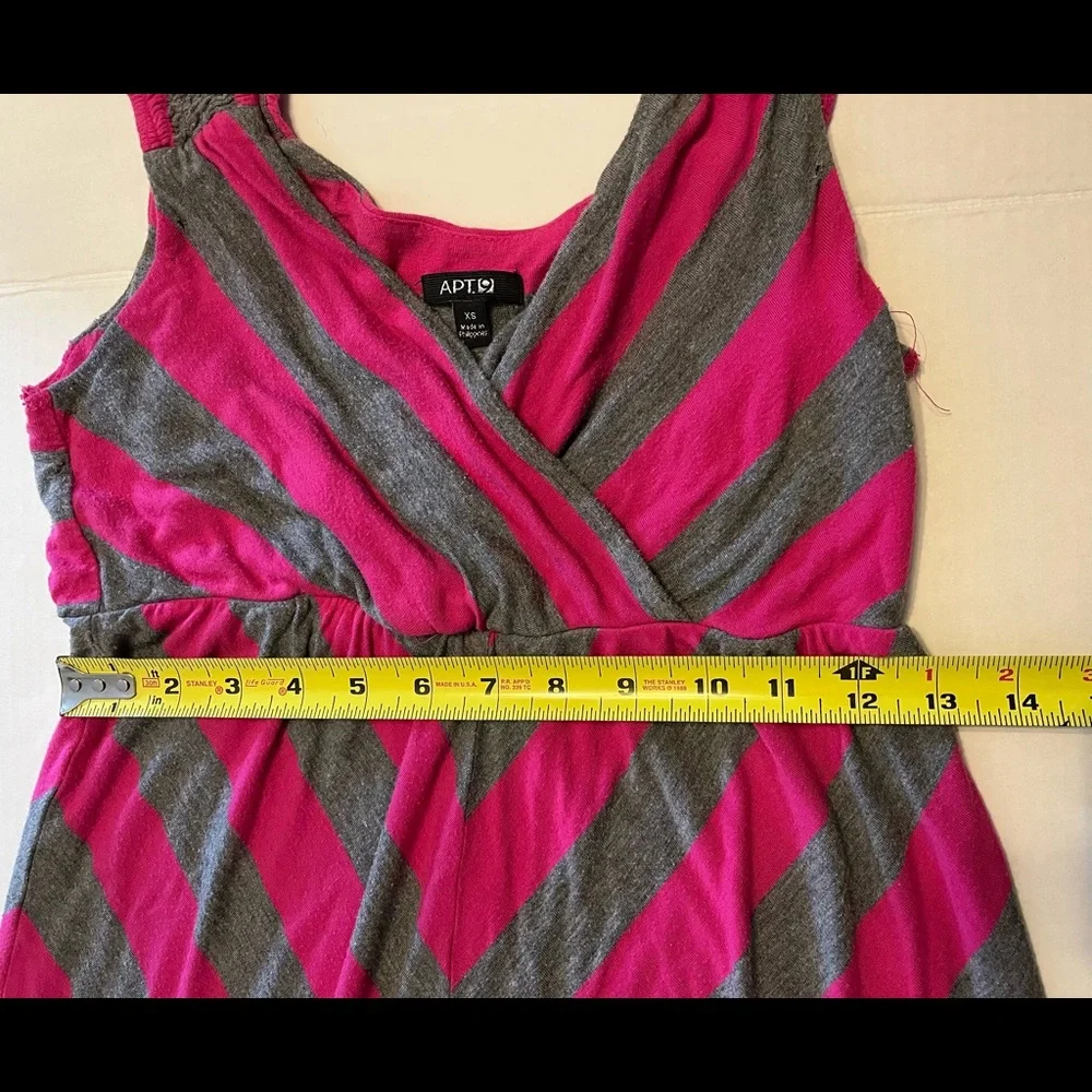 Striped pink and gray v neck Dress